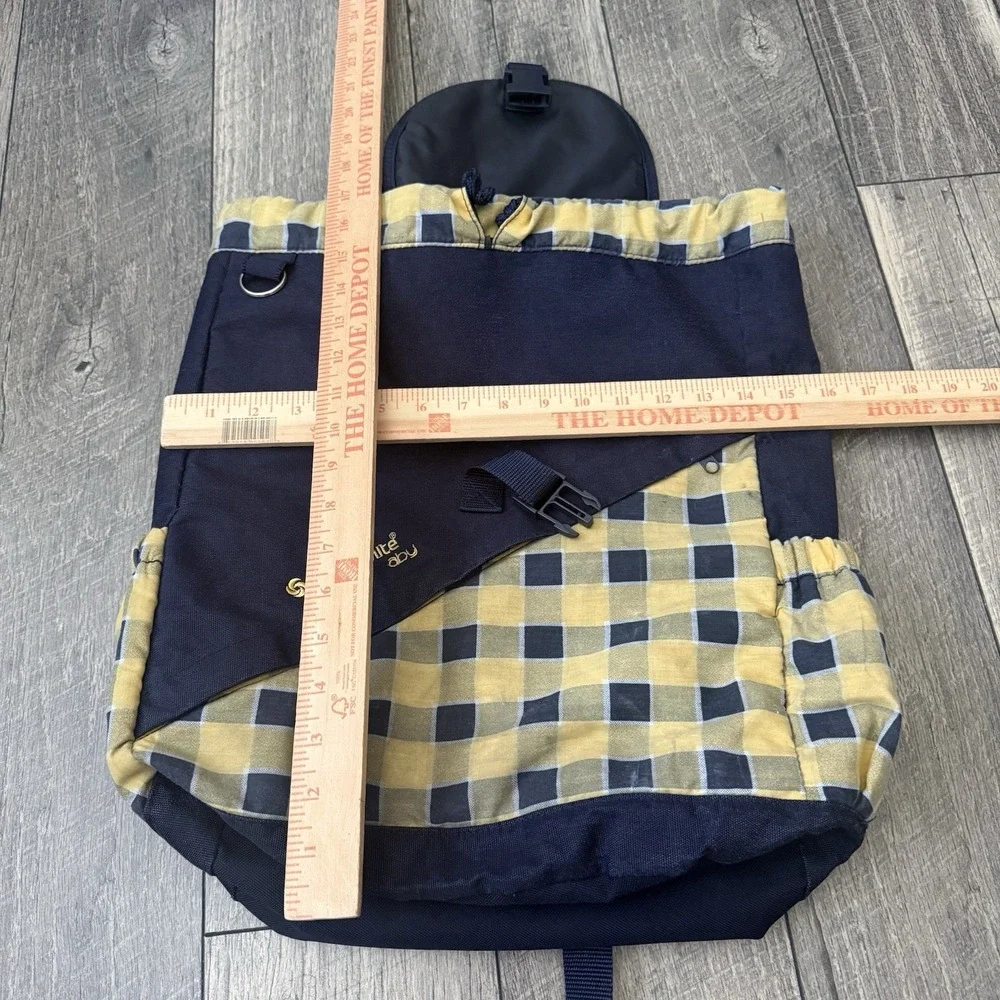 Vintage 1999 Samsonite Travel Tote Baby Diaper Bag Backpack Plaid Navy Yellow